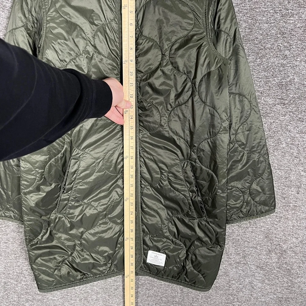 Alpha Industries Jacket Women Small Green Quilted Liner Long Coat Nylon Military - Picture 4 of 11